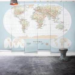 World Map Mural Vintage