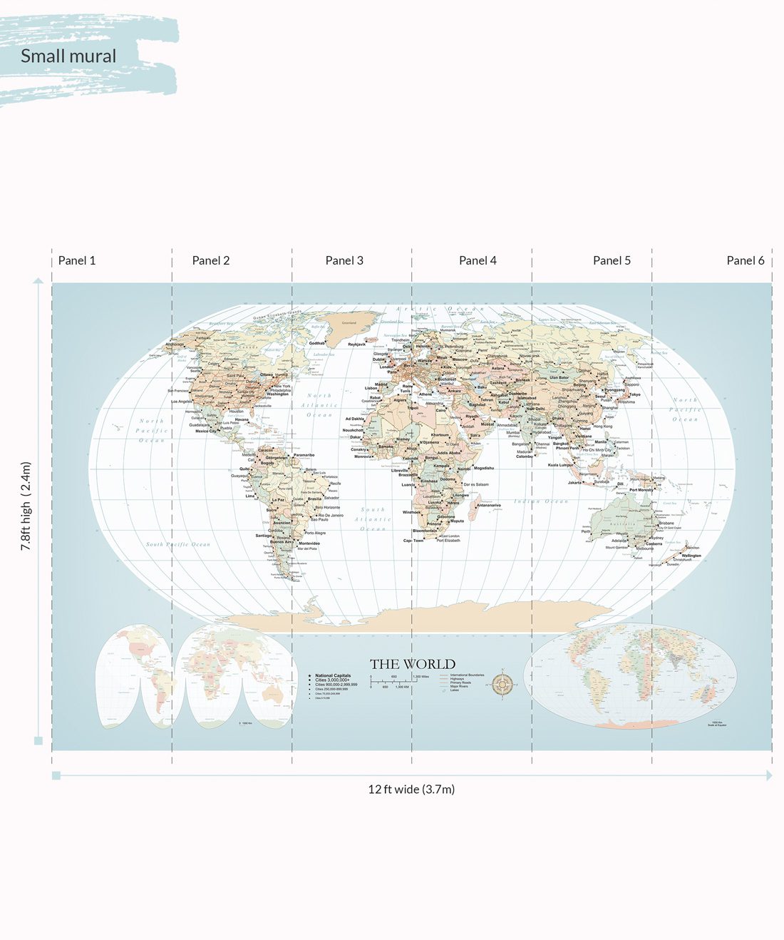World Map Mural Vintage