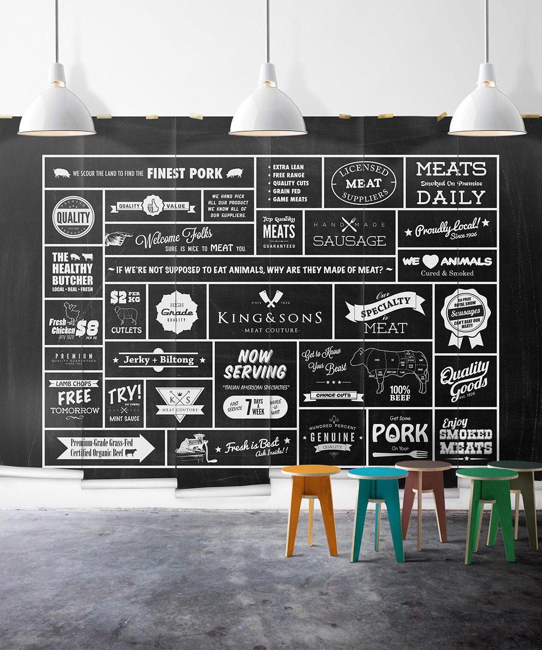 Butcher Chalkboard Wall Mural