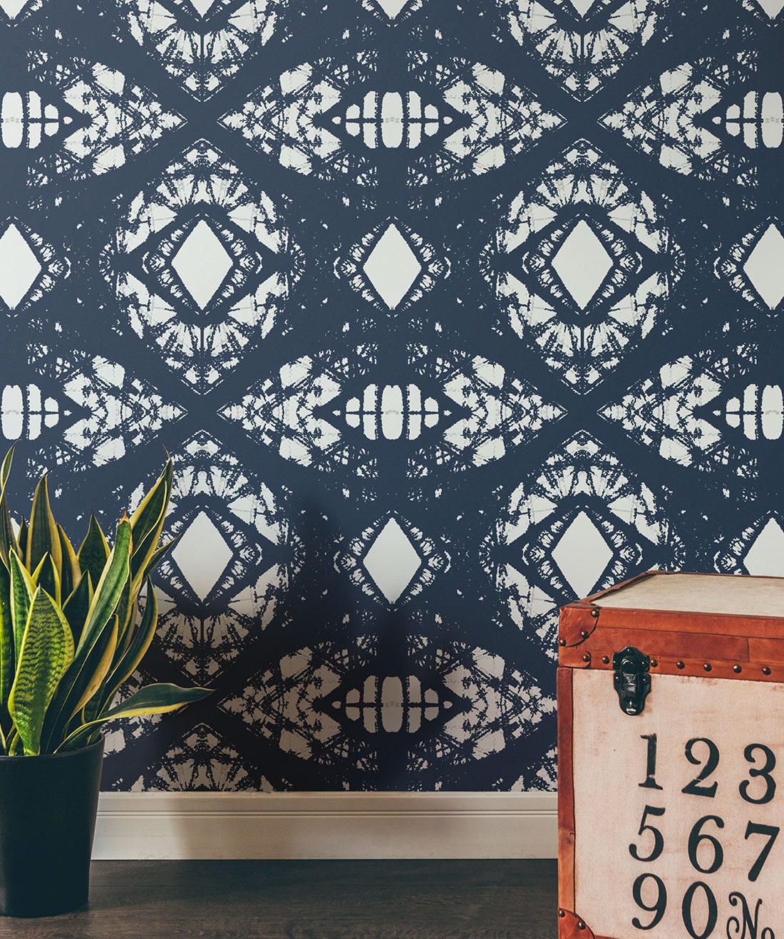 Esther Wallpaper Navy subtle kaleidoscope wallpaper