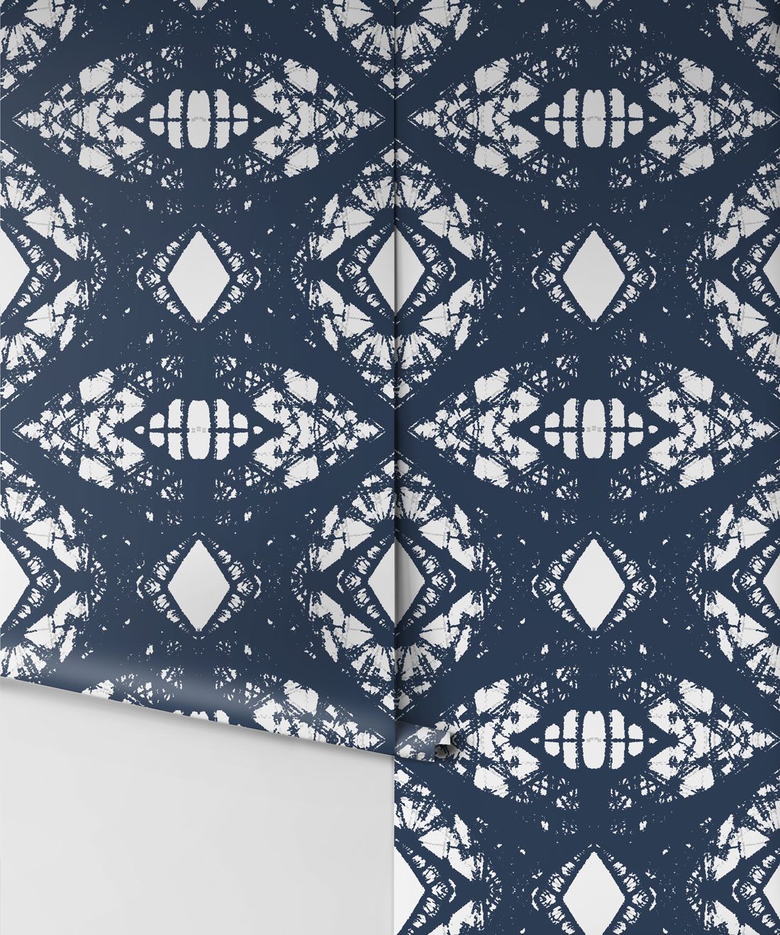 Esther Wallpaper Navy subtle kaleidoscope wallpaper