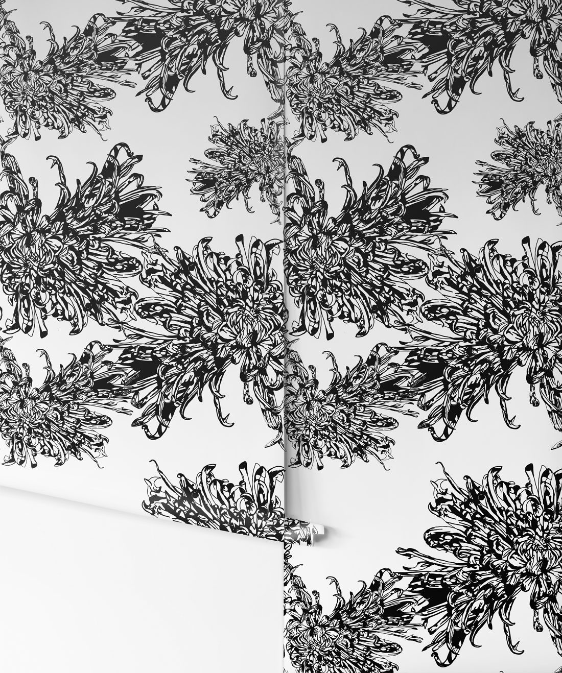 Narnie • Black & White Flower Wallpaper Swatch