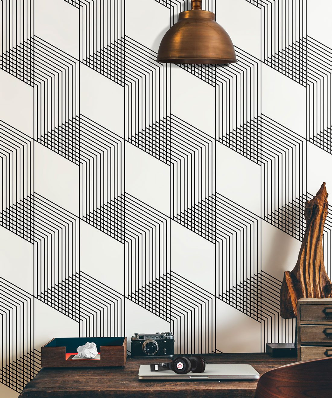 Origami Wallpaper Black