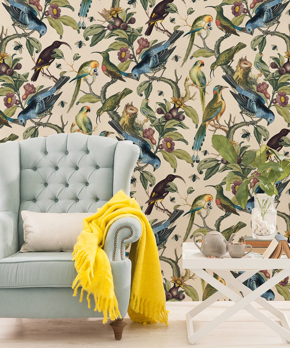 Ornithology is a bird and branch wallpaper