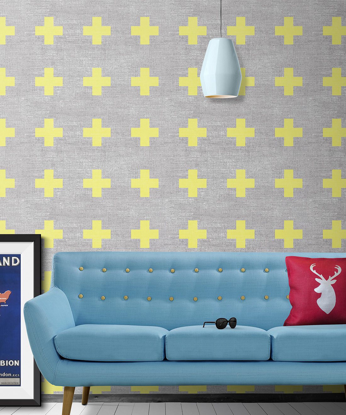 Swiss Linen Yellow is a textural gray wallpaper