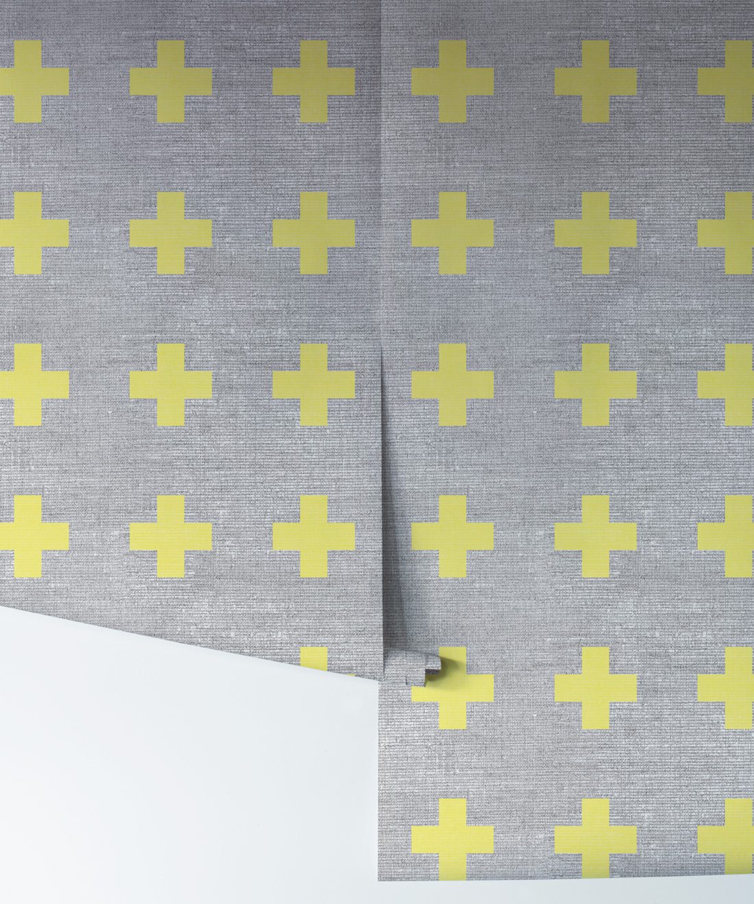 Swiss Linen Yellow is a textural gray wallpaper