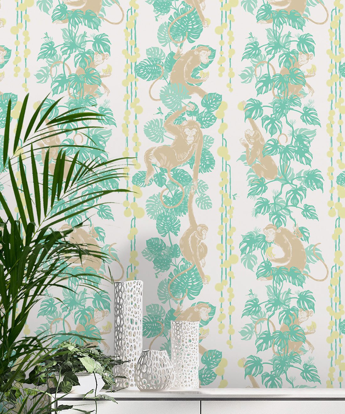 5 Monkeys in Hawaii is a Monkey Leaf Wallpaper
