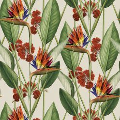 Birds Of Paradise in Canvas is a large scale floral wallpaper