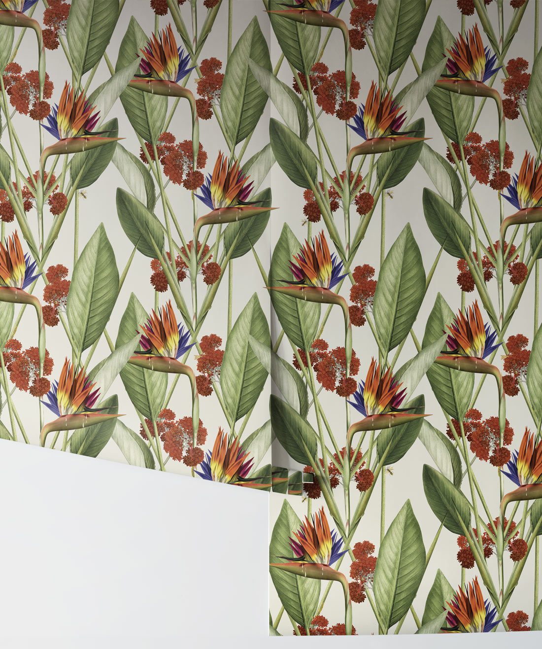 Birds Of Paradise in Canvas is a large scale floral wallpaper