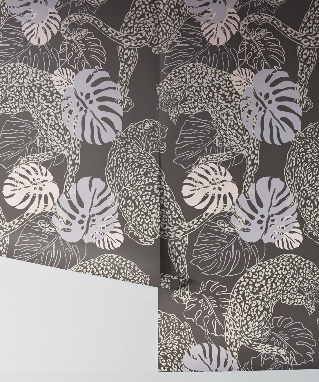 White & Grey Leopard Print Wallpaper R 4163  Contemporary Wallpaper –  Walls Republic US