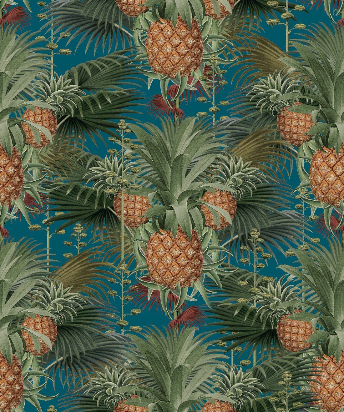 Pineapple Harvest in Blue Moonis a Maximalist wallpaper