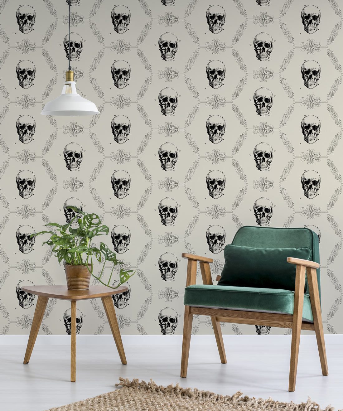 Skull & Bee in Bone is a gothic wallpaper