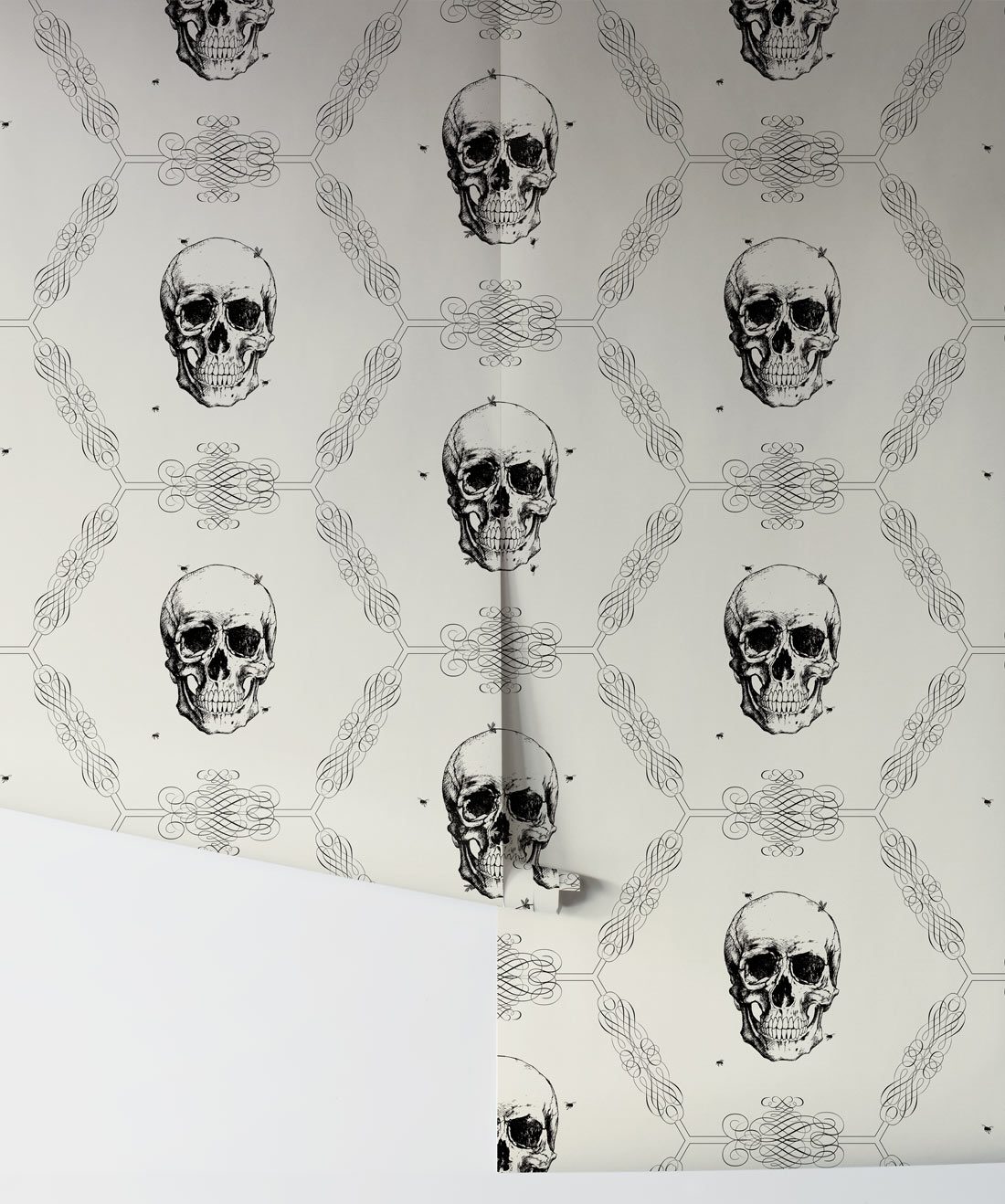Skull & Bee in Bone is a gothic wallpaper