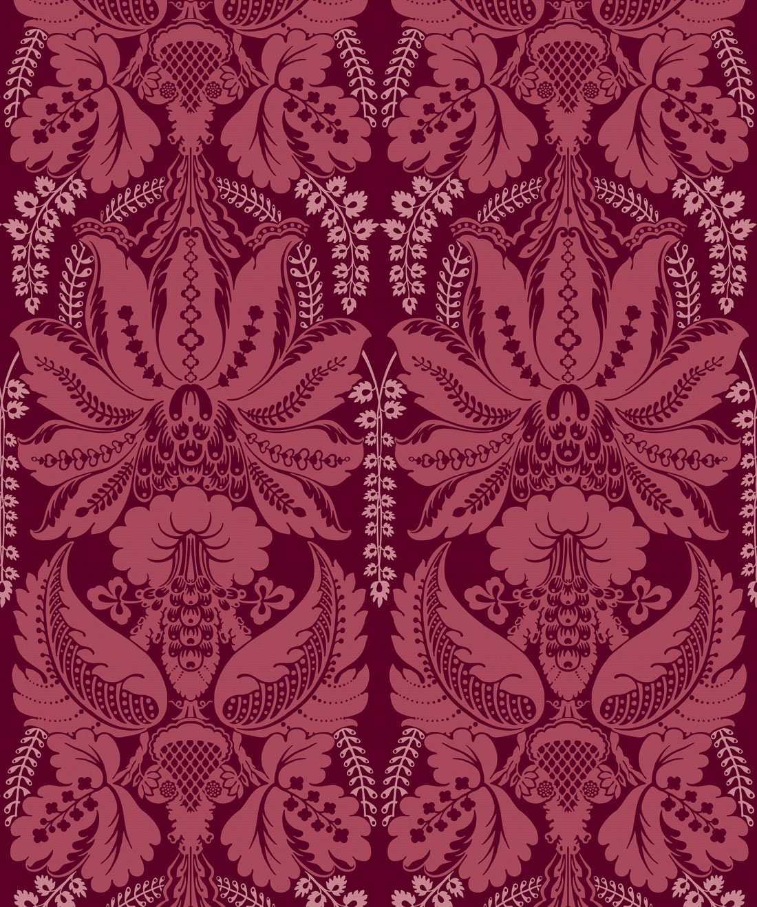 Windsor Wallpaper in Crimson is a victorian wallpaper