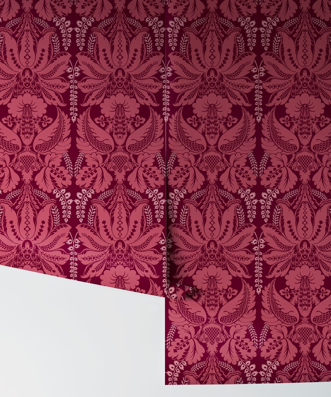 Windsor Wallpaper in Crimson is a victorian wallpaper