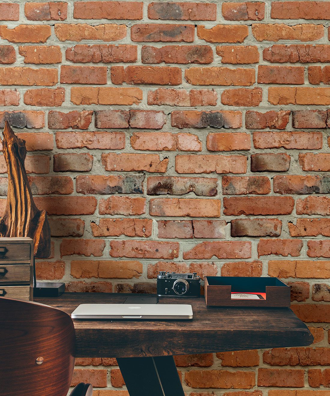 camden factory bricks is a realistic red brick wallpaper