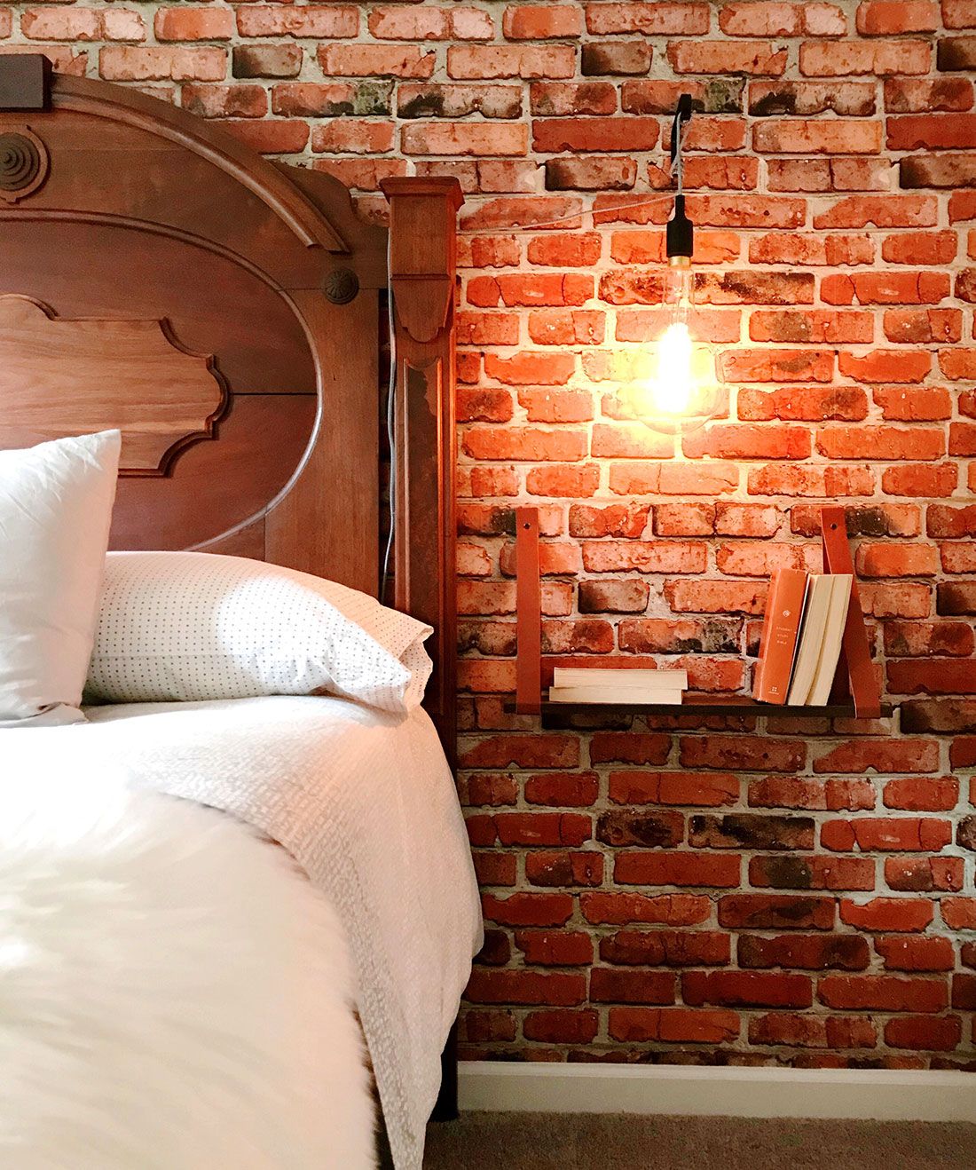 red brick wallpaper bedroom