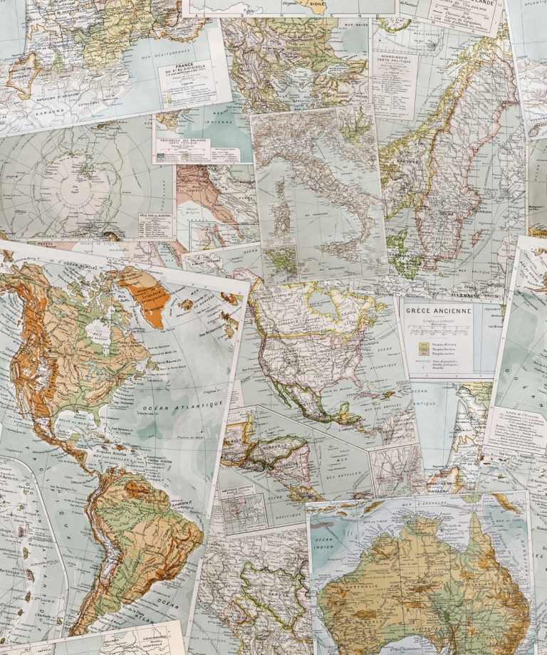Vintage French Maps Wallpaper • Contemporary • Milton & King