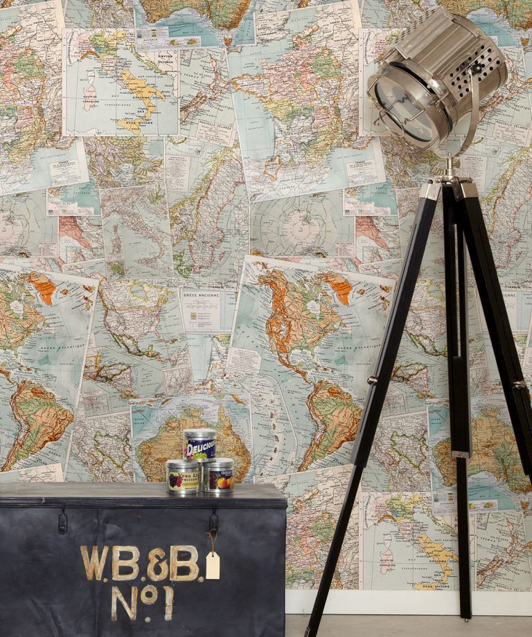 Vintage French Maps Wallpaper • Contemporary • Milton & King