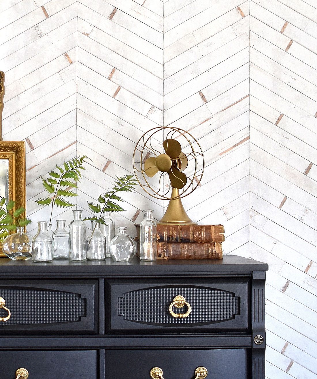 Distressed timber chevron is a white timber chevron wallpaper