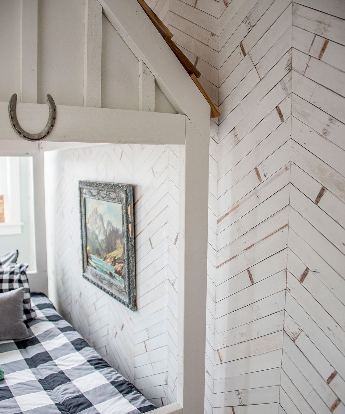 Distressed timber chevron is a white timber chevron wallpaper