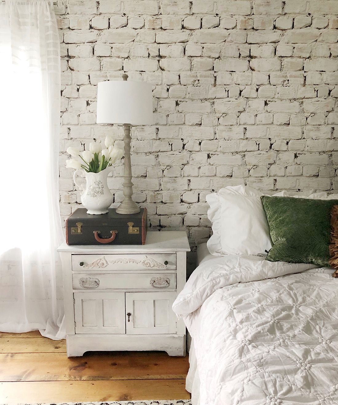 brick wallpaper bedroom