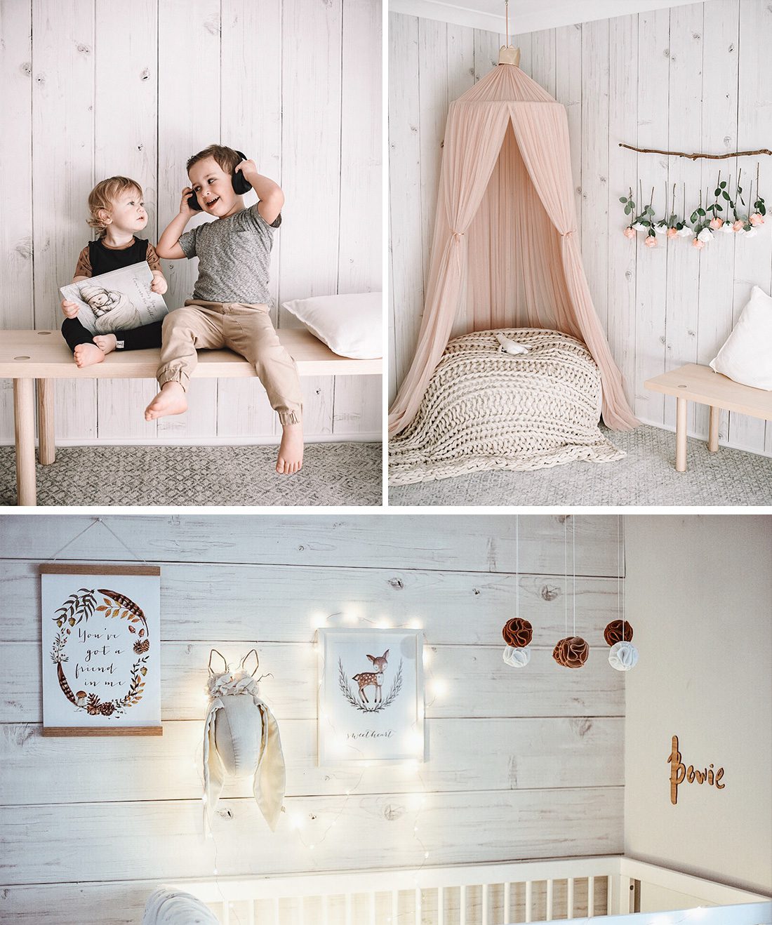 Whitewashed Timber Wood Shiplap Wallpaper