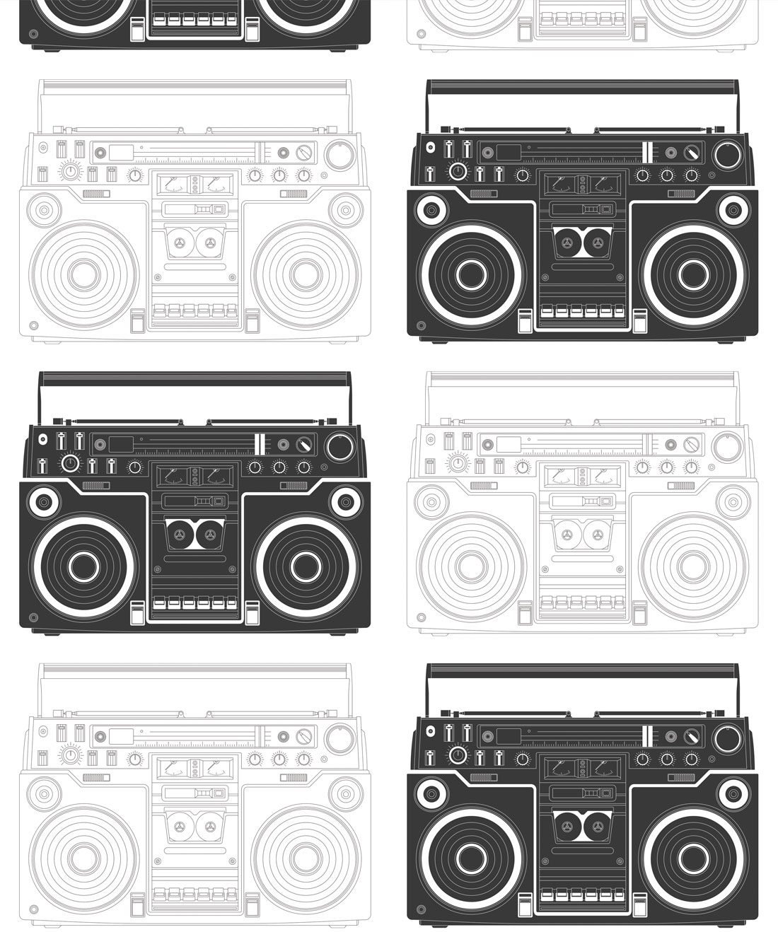Boom Box Retro Music Wallpaper