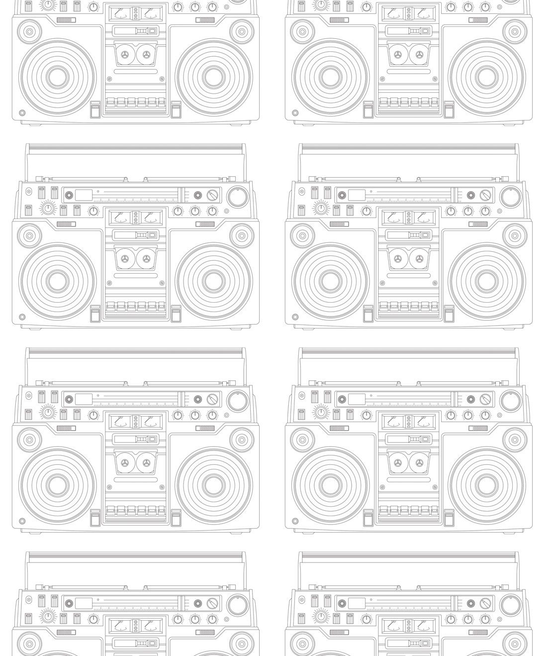 Boom Box White Wallpaper