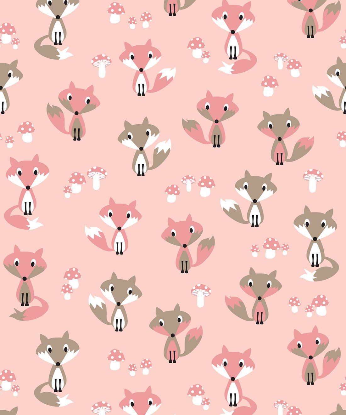 Garden Foxes Pink Wallpaper