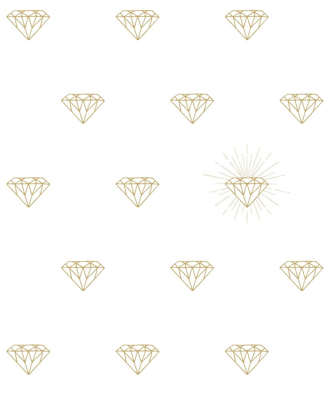 Gold Diamonds Wallpaper in white