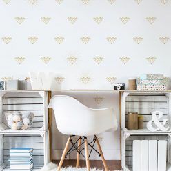 Gold Diamonds Wallpaper in white