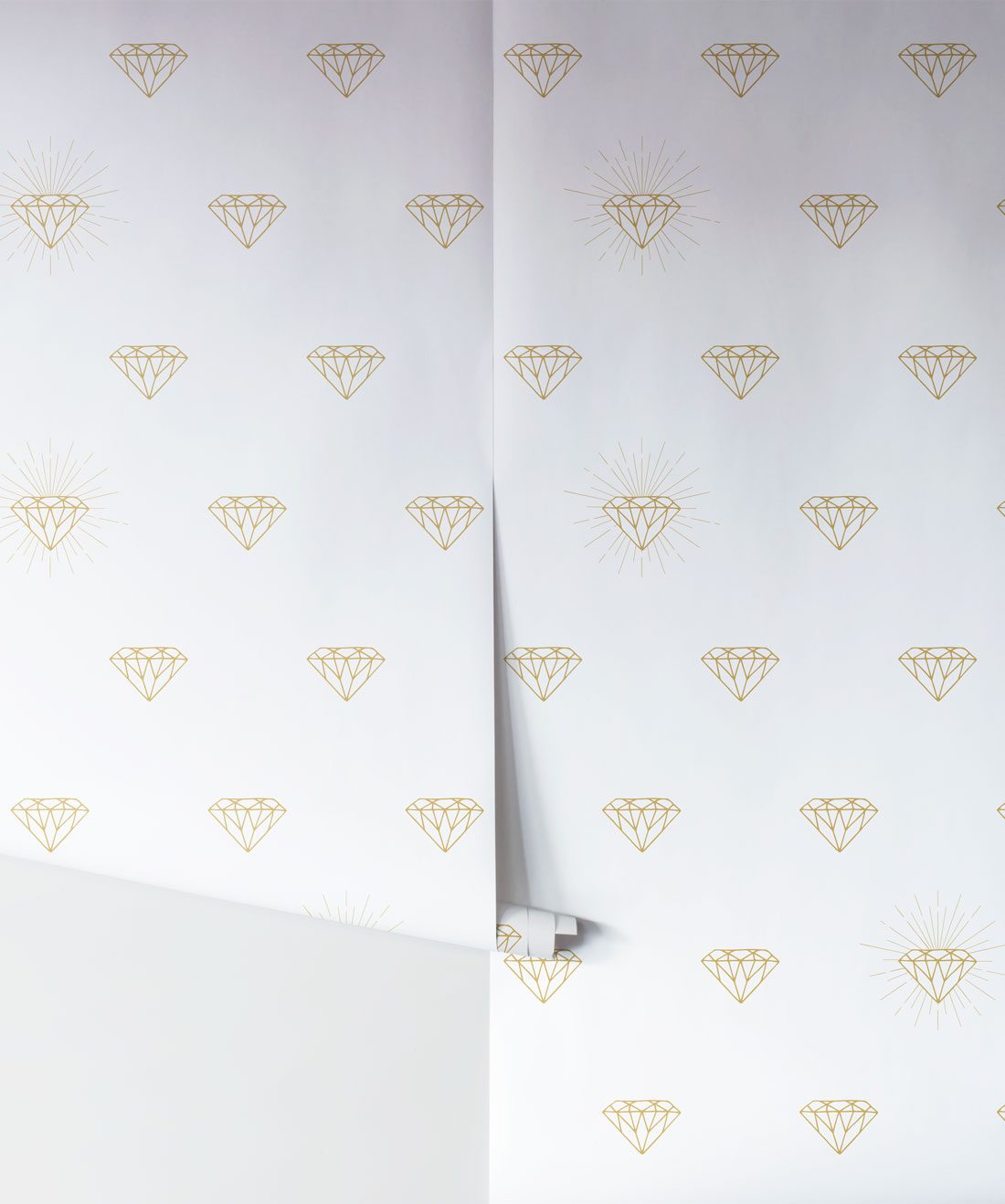 Gold Diamonds Wallpaper in white