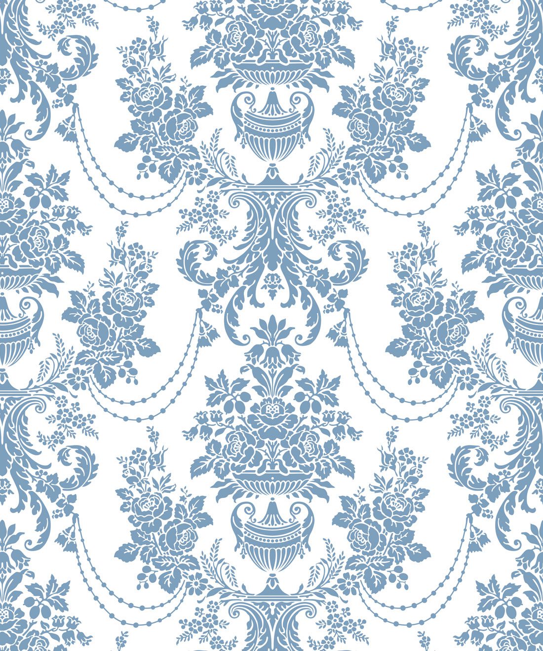 Imperial Wallpaper Dusk Blue is a classic damask wallpaper