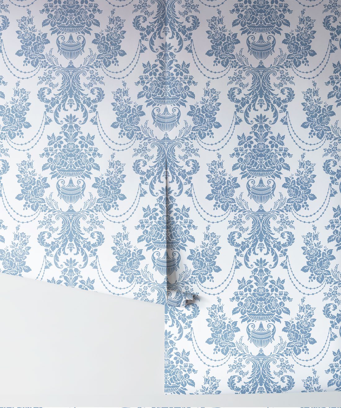 Imperial Wallpaper Dusk Blue is a classic damask wallpaper