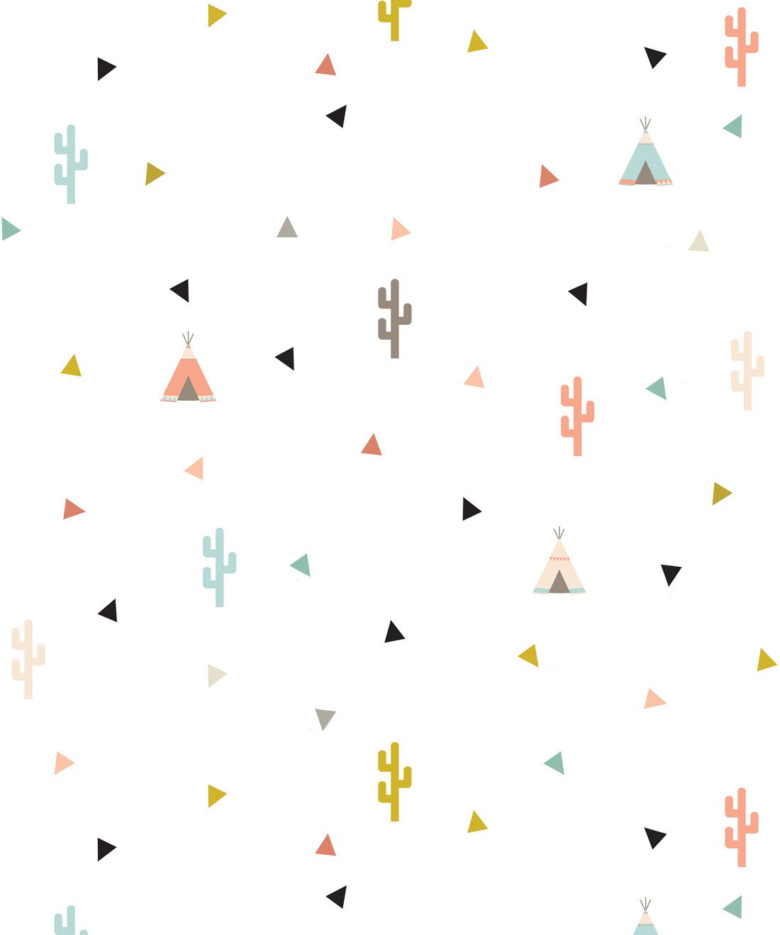 Teepee and Cactus Wallpaper Minimalist Dessert