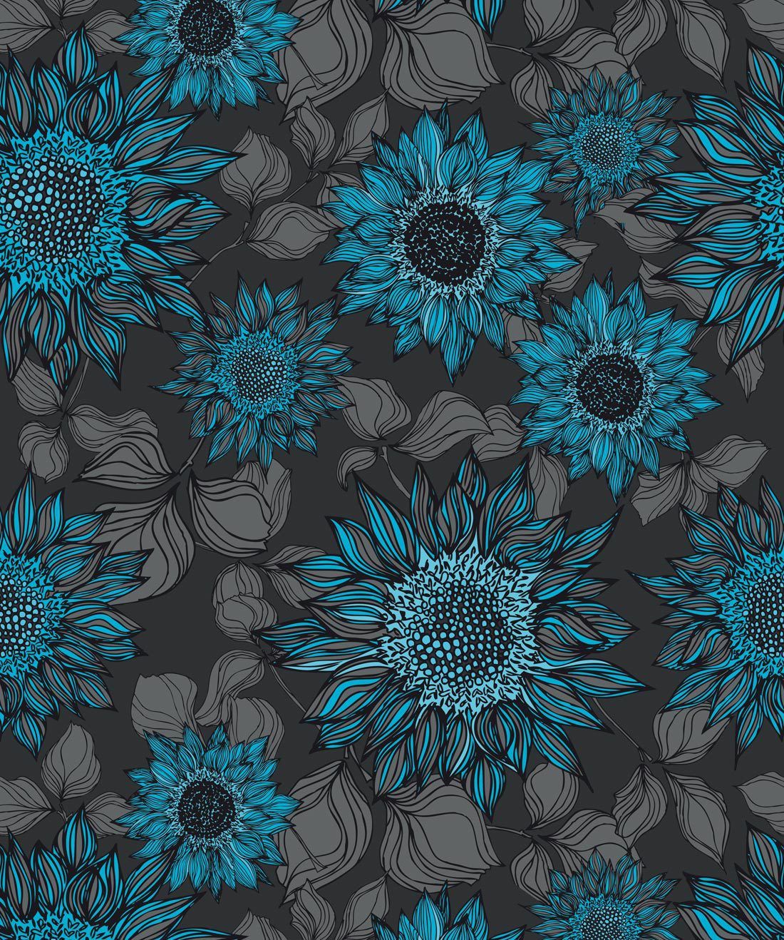 Beatrice is a black and blue floral wallpaper