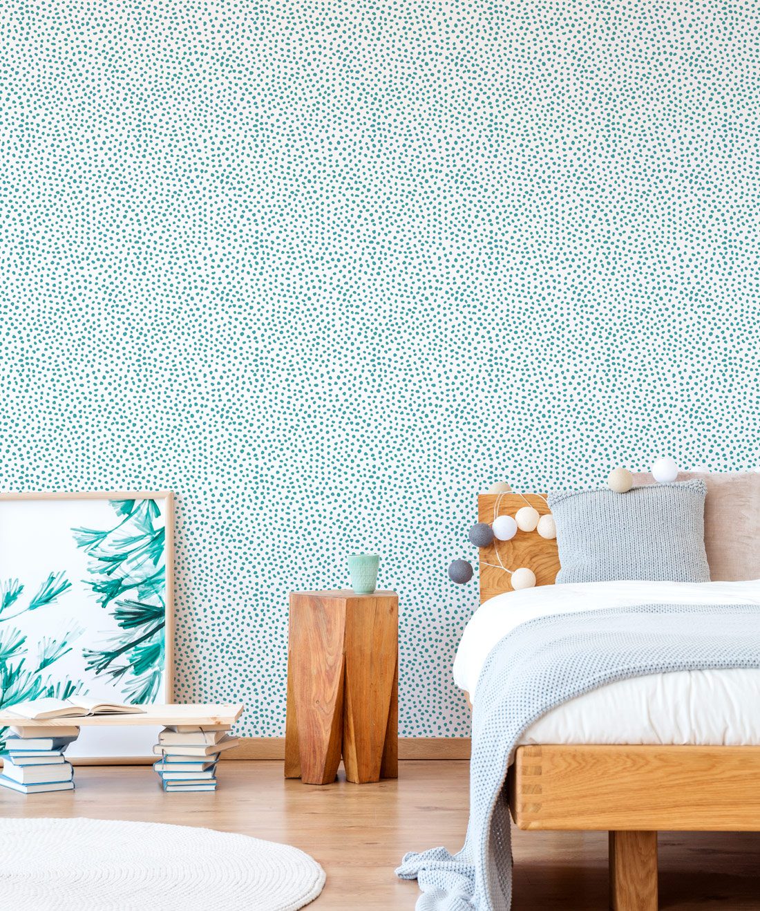 Huddy's Dots • Teal • Spotted Wallpaper • Insitu