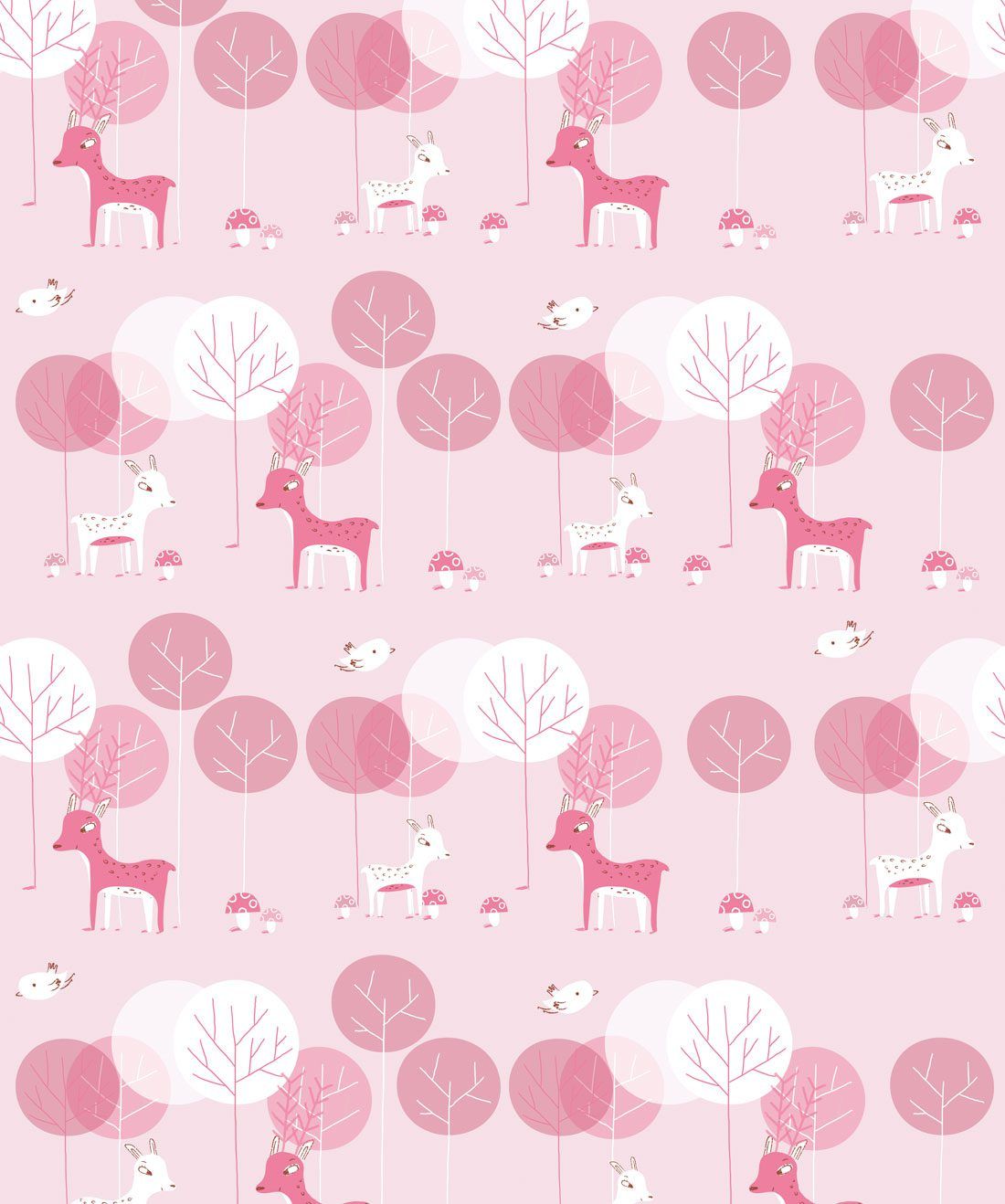 I Heart Deers is a Playful Pink Wallpaper