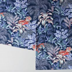 Jungle Tiger Wallpaper • Tropical Wallpaper • Jacqueline Colley • Blue • Rolls