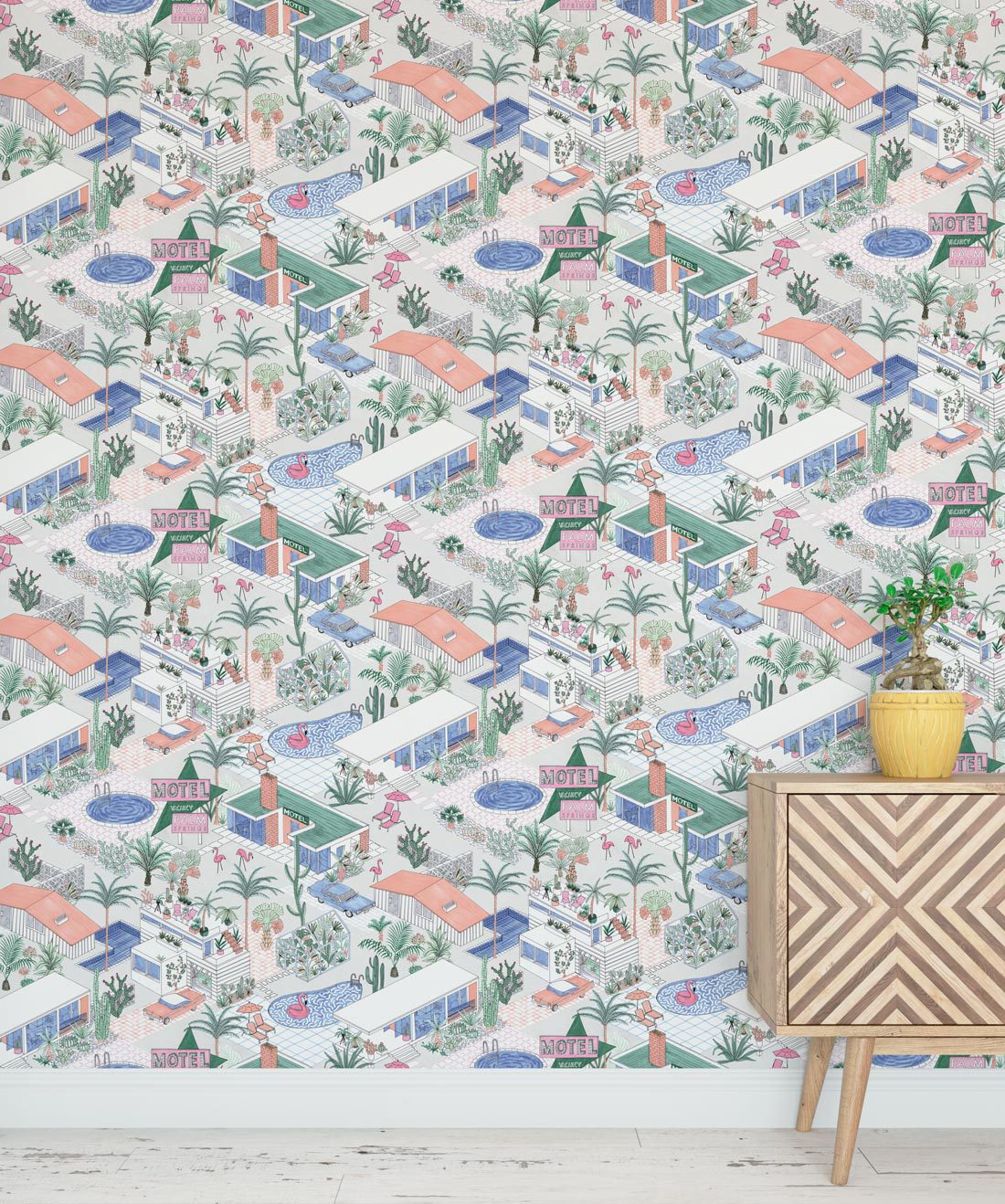Palm Springs Wallpaper • Jacqueline Colley • Grey • Insitu