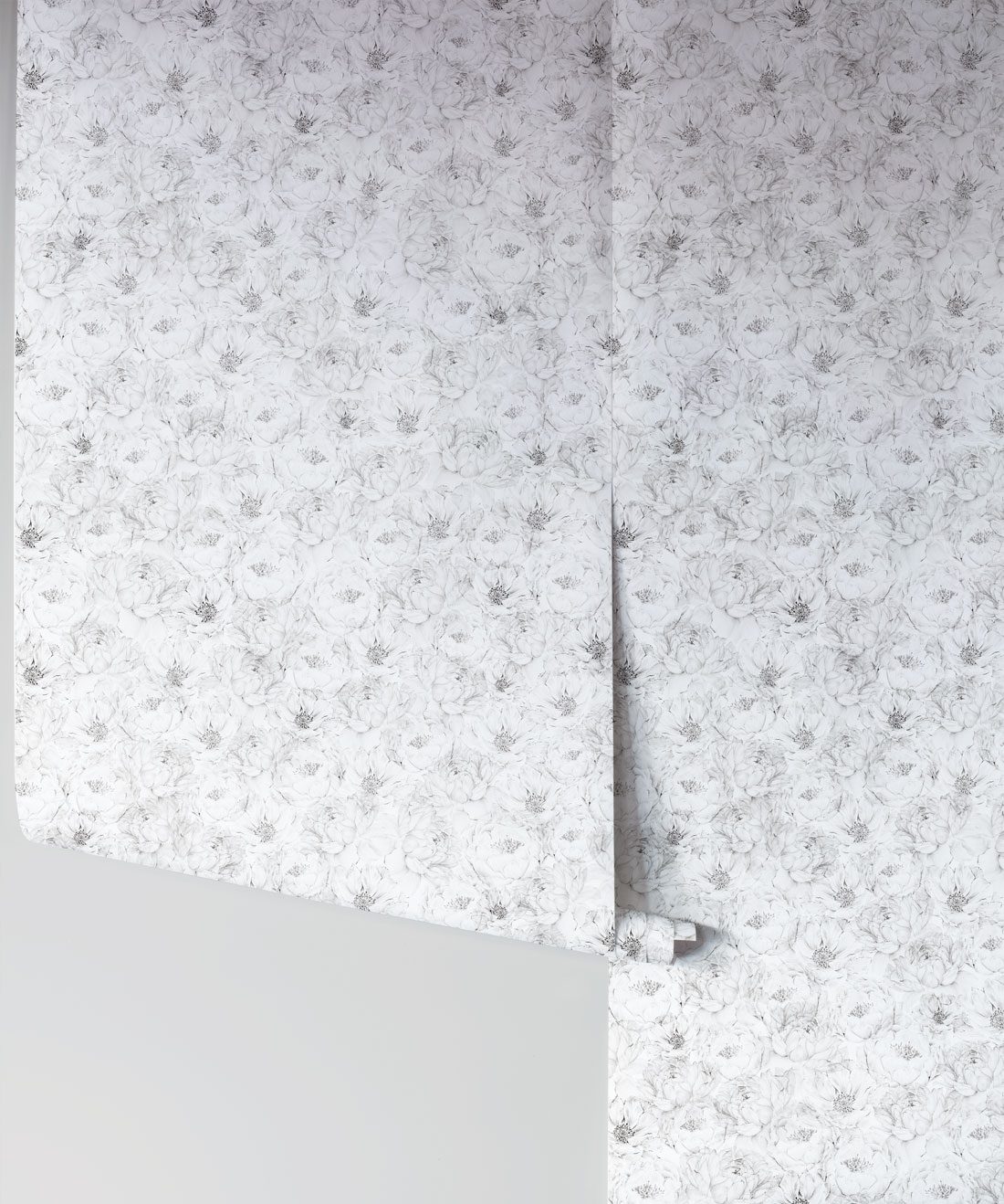 Peonies & Anemones • White Floral Wallpaper