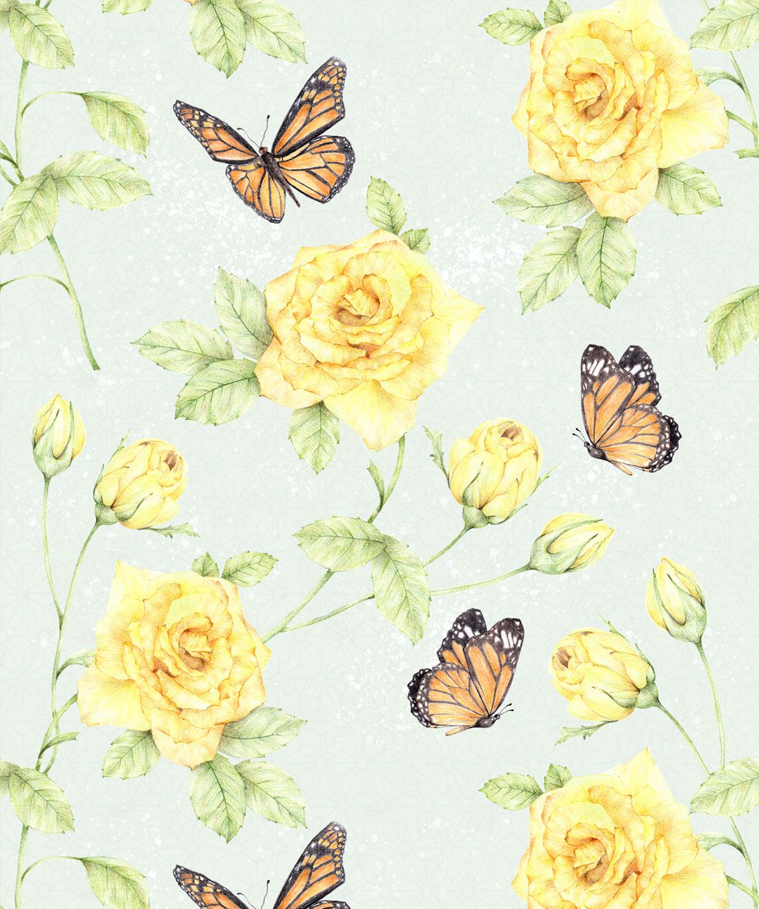 Roses & Butterflies is a floral wallpaper