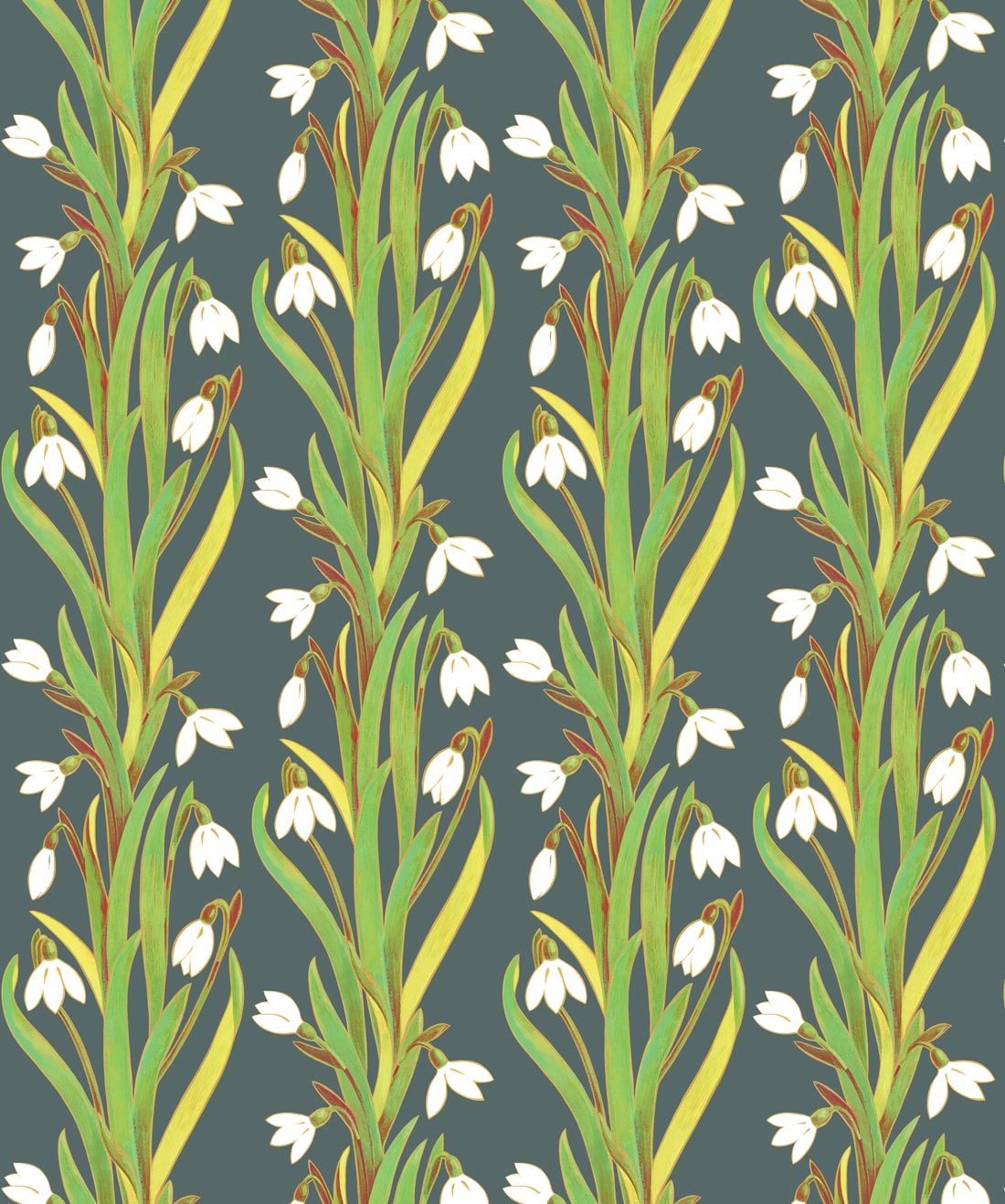 Snow Drop in Green Beret is a Botanical Trail Wallpaper