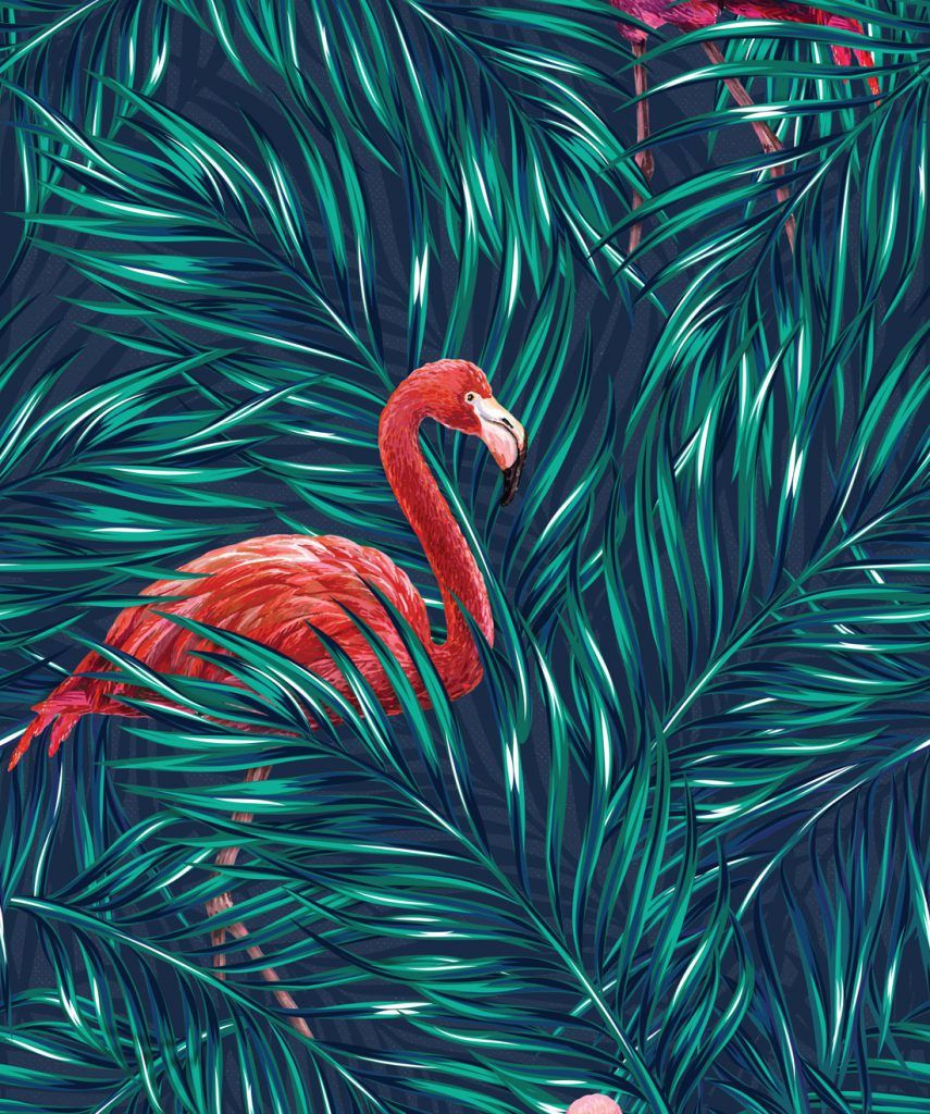 Tropical Flamingos • Bold Jungle mix of Pink Flamingos • Milton & King