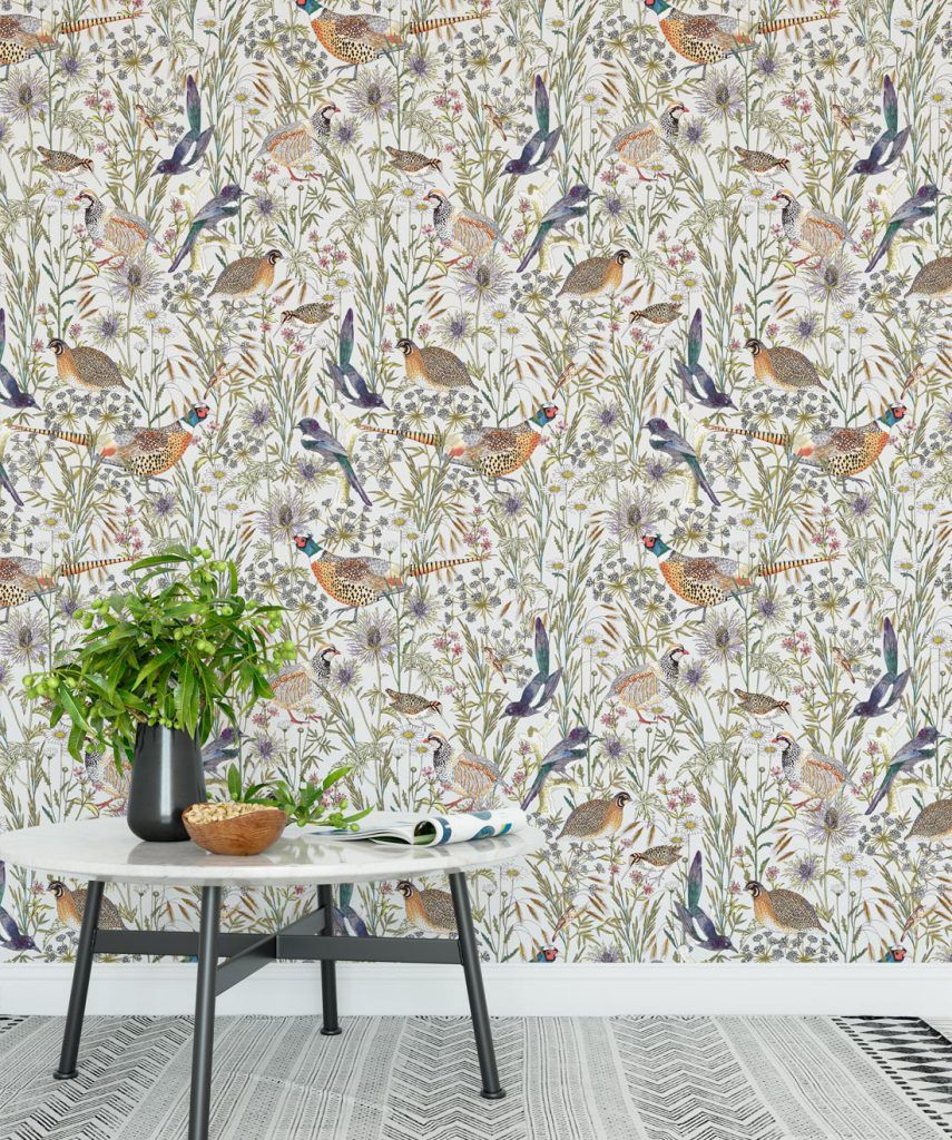 Woodland Birds, Lively Botanical Wallpaper • Milton & King