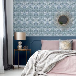Thistle in Ashen is a Baroque Inspired Wallpaper