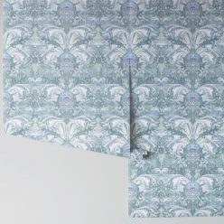 Thistle in Ashen is a Baroque Inspired Wallpaper