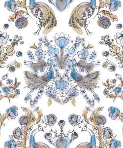Briar Rose in Ming is a watercolor rose wallpaper