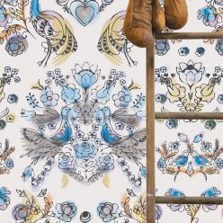 Briar Rose in Ming is a watercolor rose wallpaper